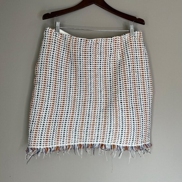 Tory Burch Skirt Size XL Linen Cotton Fringe Quiet Luxury Designer - Picture 2 of 5